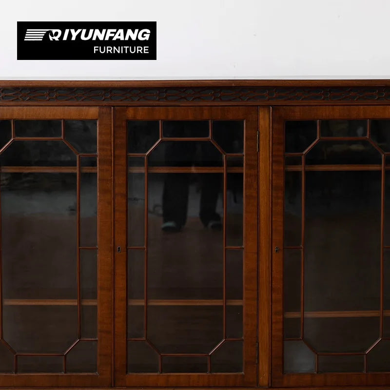 Traditional Solid Wood Display Cabinet with Glass Doors