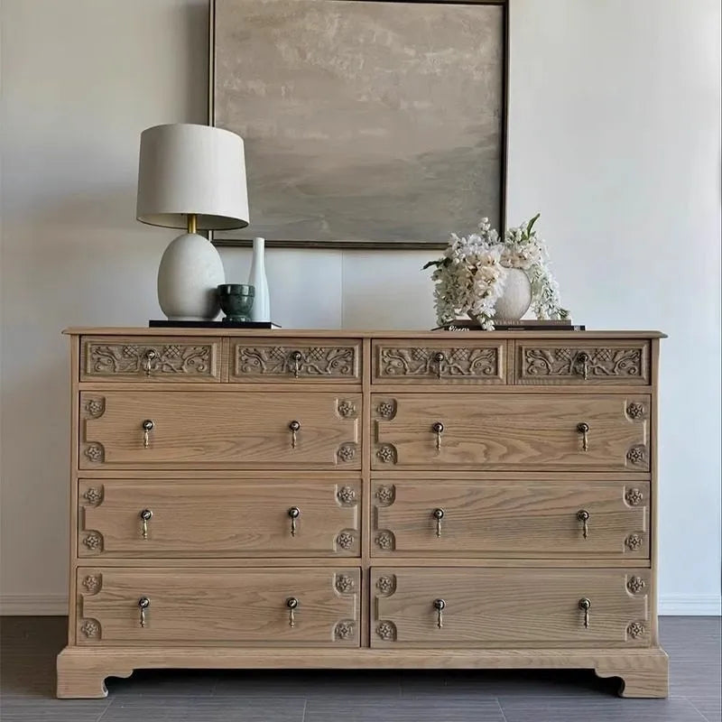 Vintage Solid Wood Chest of Drawers Rustic Storage 165cm