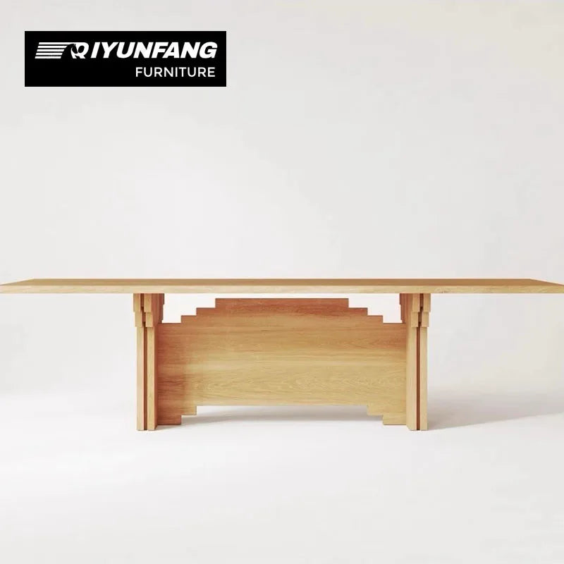 Wabi-Sabi Rectangular Dining Table Pixelized Solid Wood 180cm to 240cm