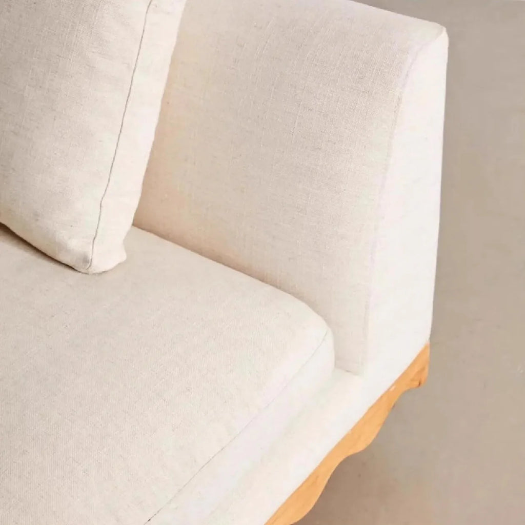 Modern Double Seat Sofa with Wood Legs Rectangle Design