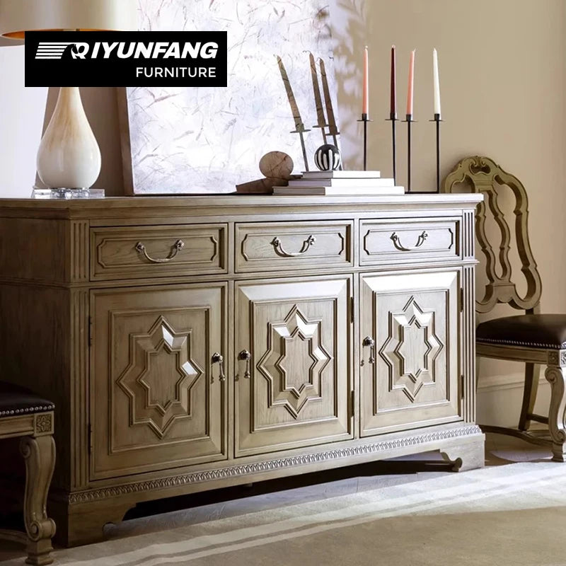 Modern Solid Wood TV Sideboard Storage Cabinet 190cm Retro