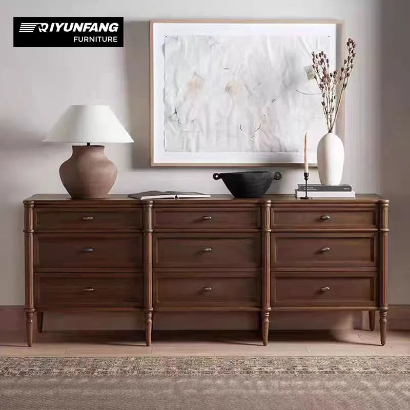 Traditional Solid Oak Chest of Drawers Nine Drawer Storage