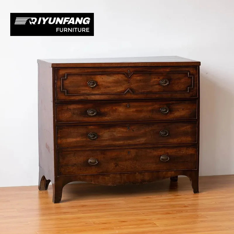Traditional Retro Wooden Chest of Drawers 4 Drawer Storage Cabinet 115cm