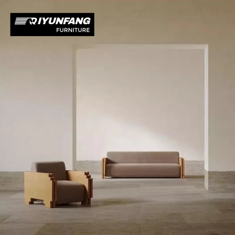 Modern Solid Wood L-Shape Sectional Sofa Minimalist Modular