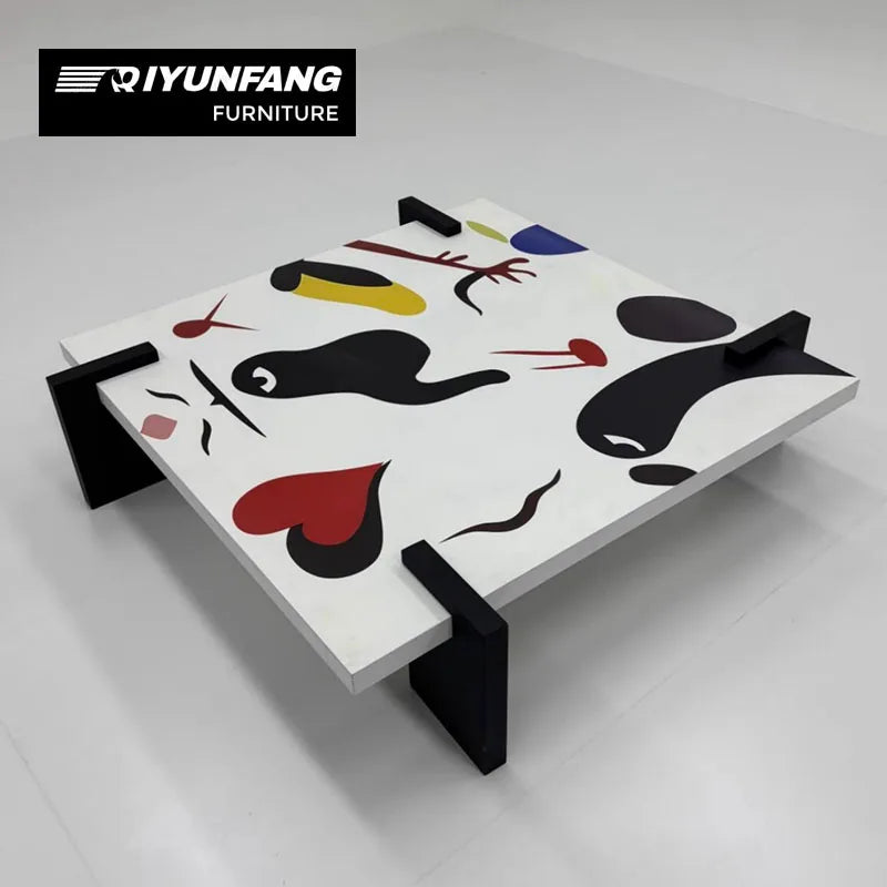 Modern Hand-Painted Graffiti Square Coffee Table