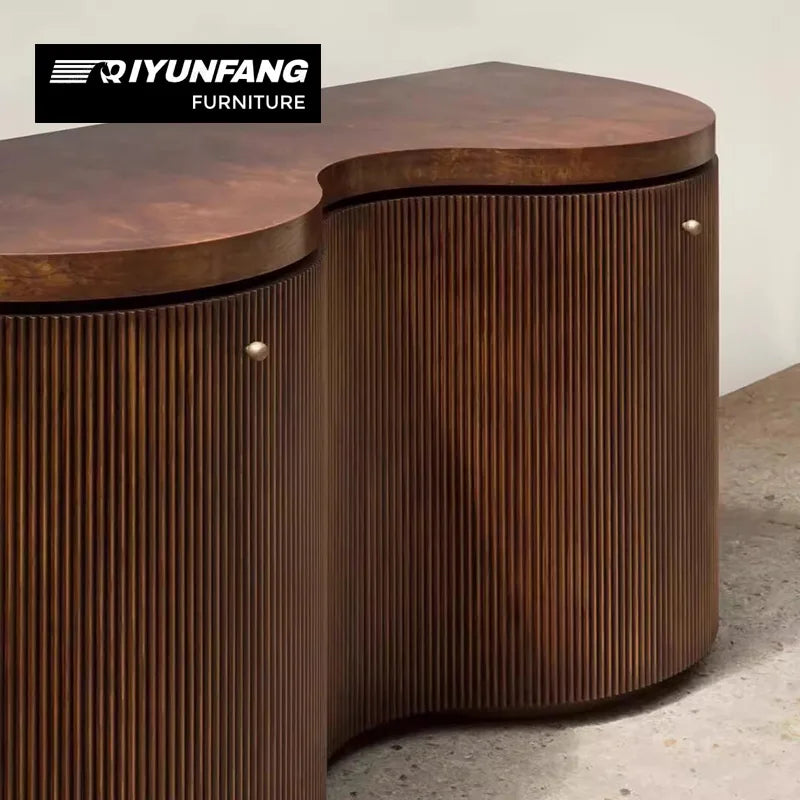 Solid Wood Sideboard Minimalist Sculptural Cabinet 225cm