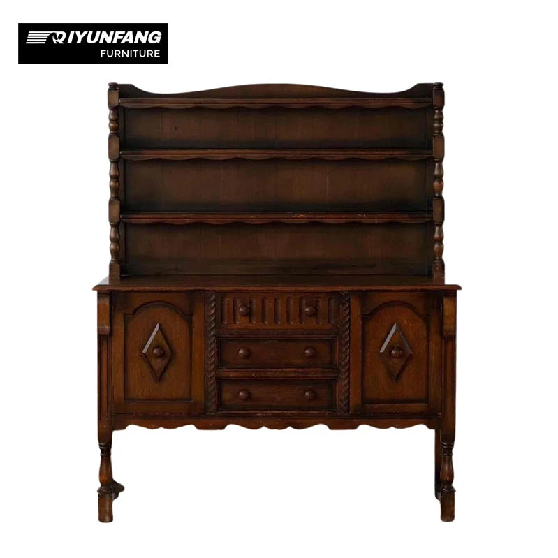Solid Wood Display Cabinet 3 Drawer Antique Storage Unit