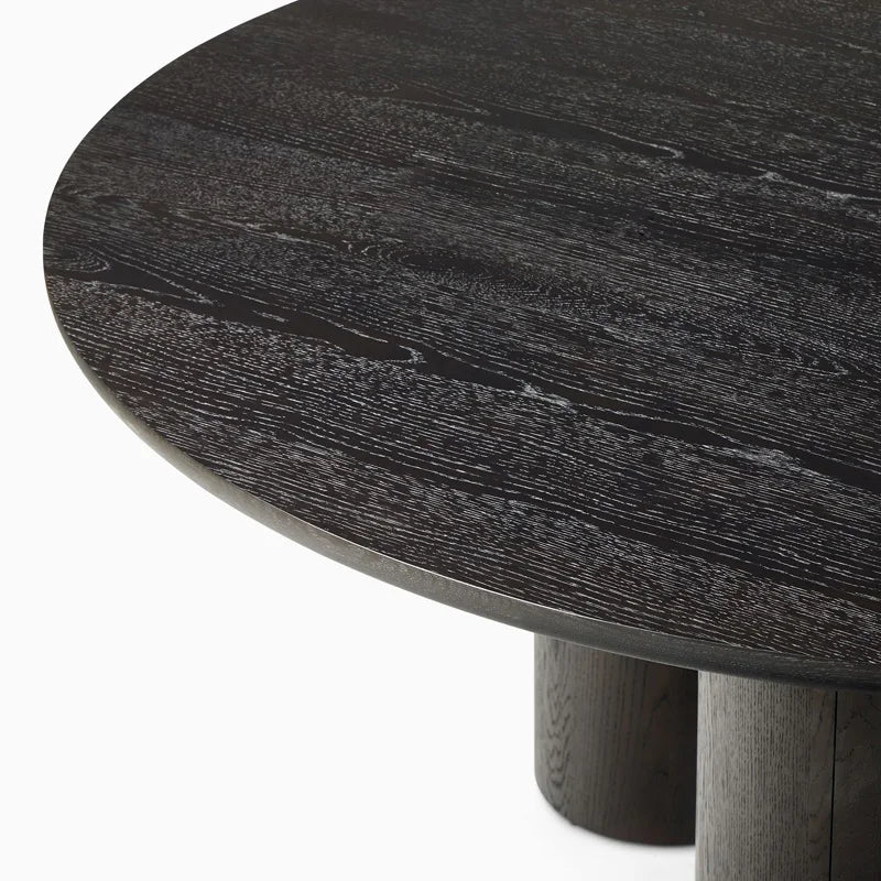 Modern Solid Wood Round Dining Table Customisable Oak Finish