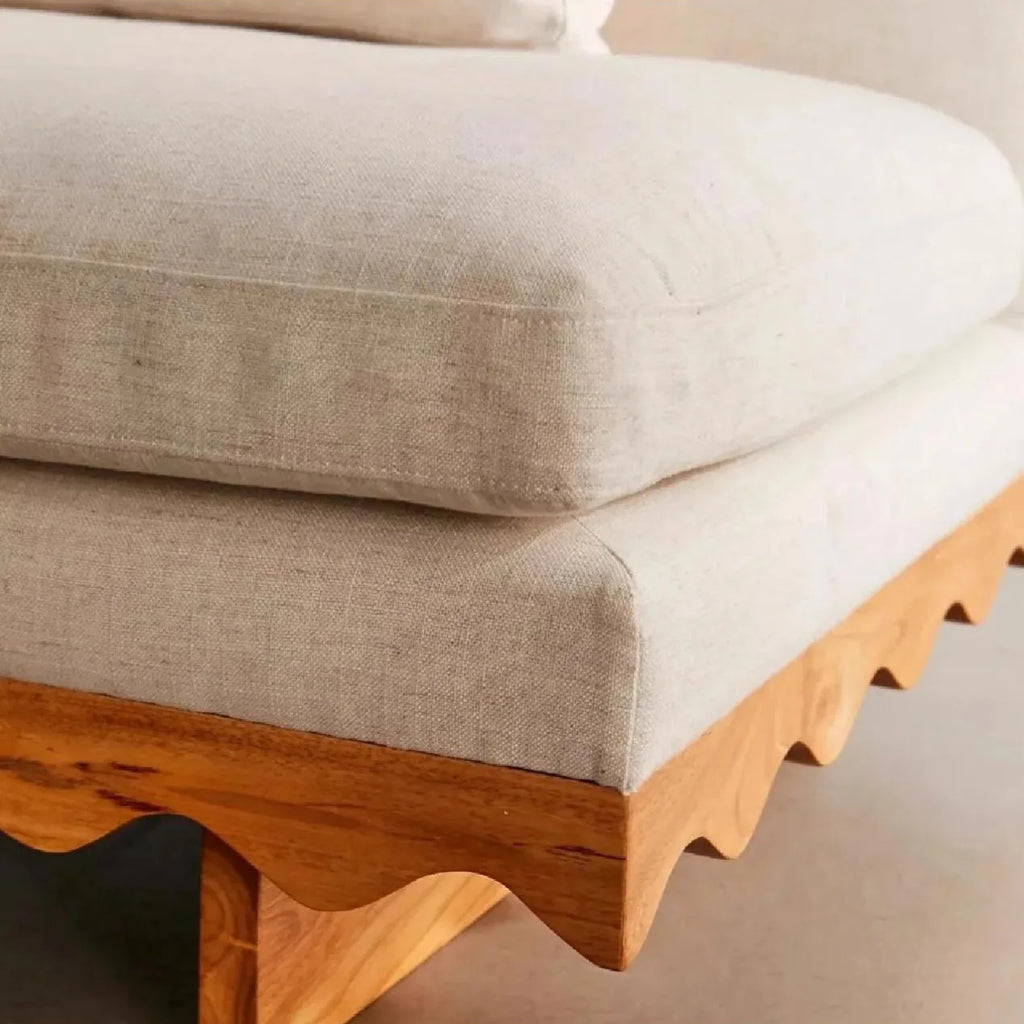 Modern Double Seat Sofa with Wood Legs Rectangle Design