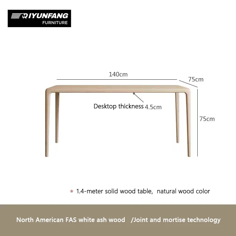 Modern Solid Wood Rectangular Dining Table Japanese Minimalist Design