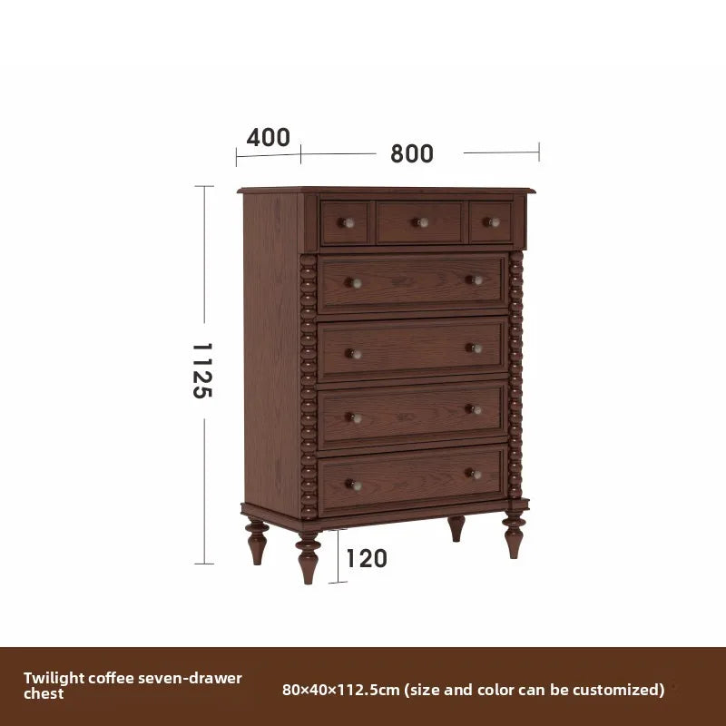 Modern European Dresser Solid White Ash Wood 7 Drawers