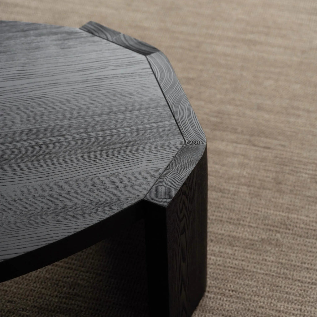 Modern Solid Wood Oval Coffee Table Black Customisable Size