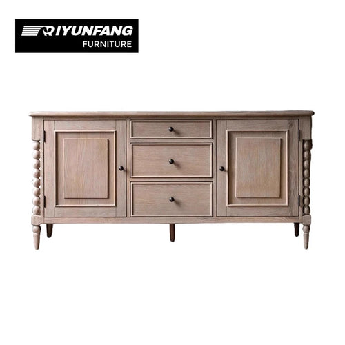 American Retro Sideboard Cabinet Handmade Wood Carving 3-Drawer 165cm