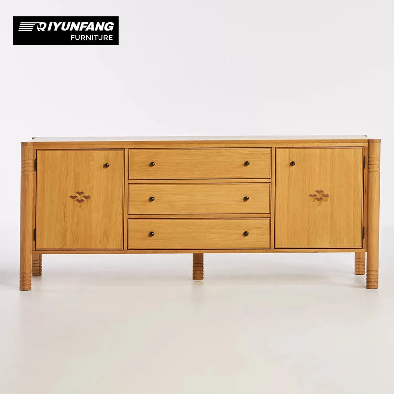 French Modern Solid Wood Dining Sideboard 5 Drawer Display Cabinet