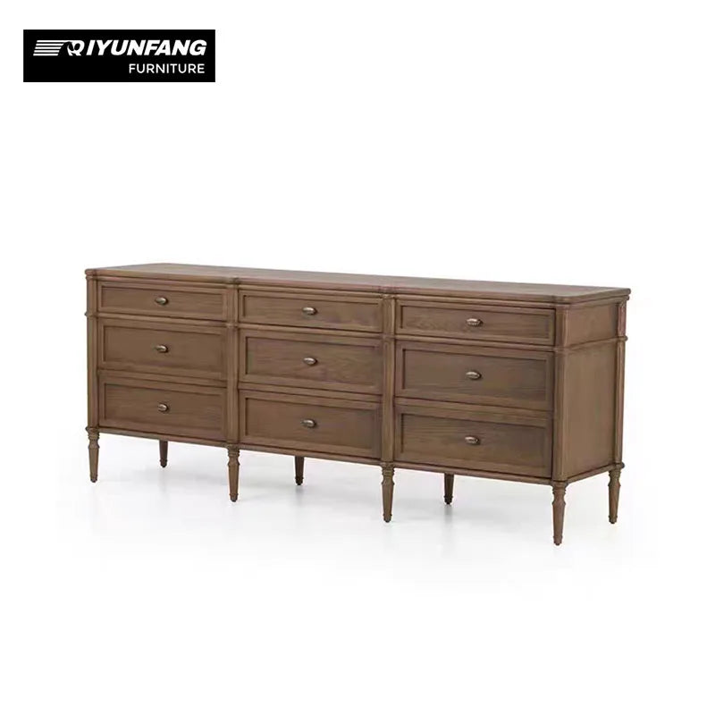 Traditional Solid Oak Chest of Drawers Nine Drawer Storage