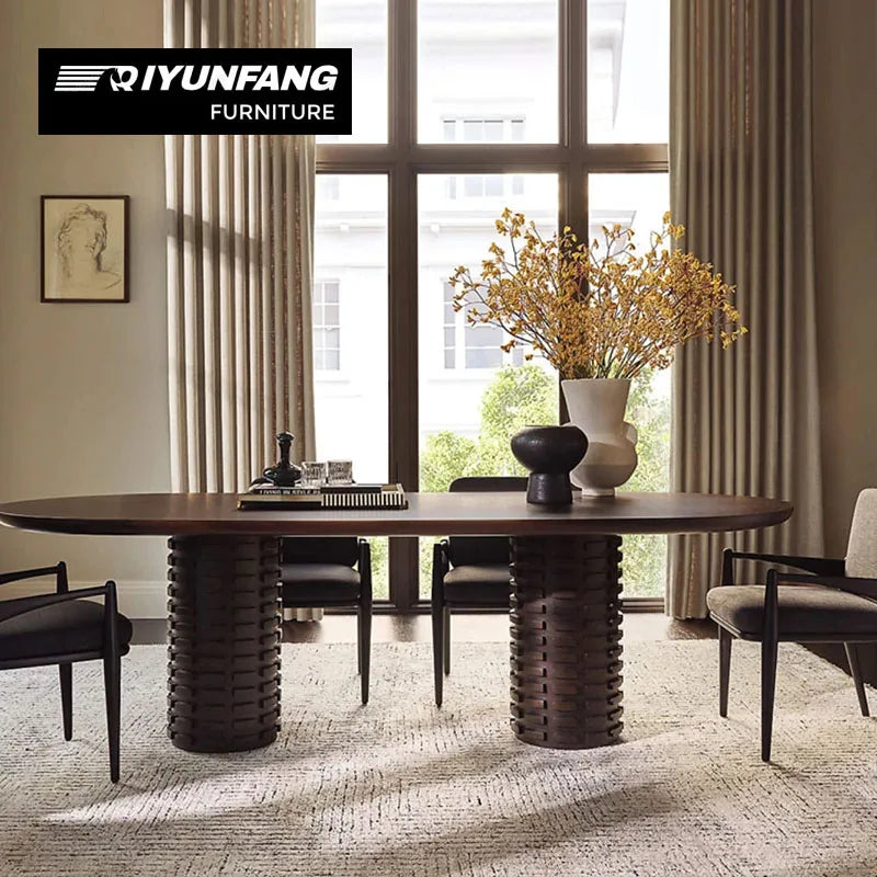 Modern Solid Wood Dining Table Oval Minimalist Custom Design