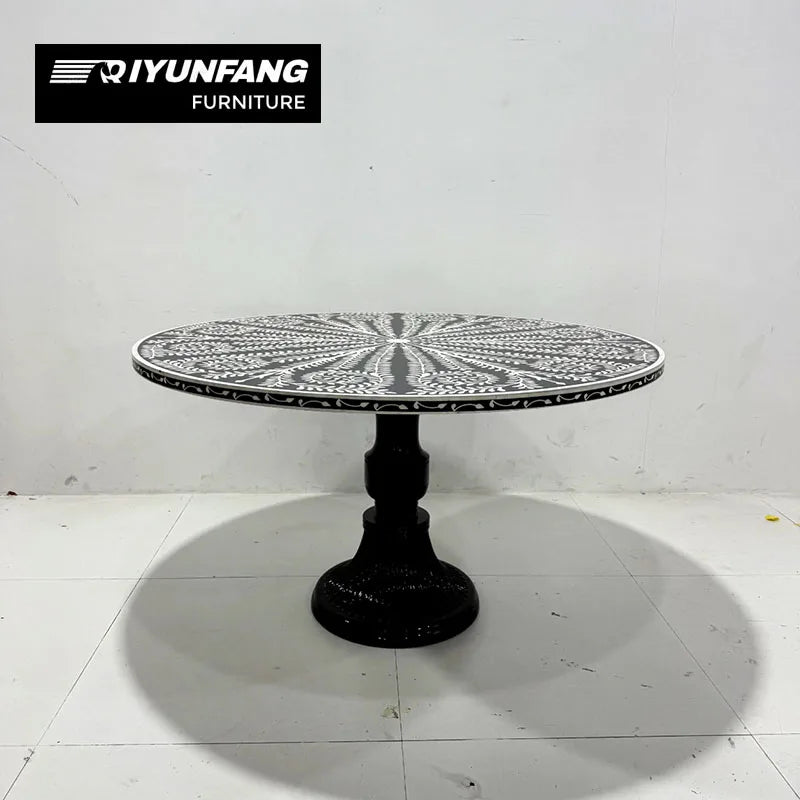 Solid Wood Round Dining Table Sculptural Black 80cm-160cm