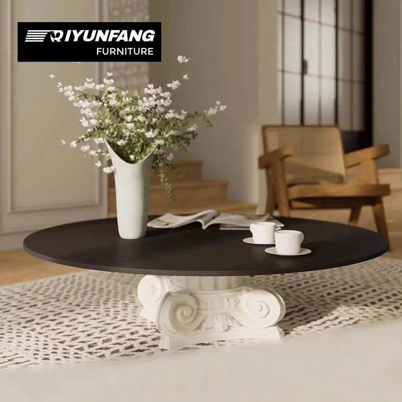 Modern Round Glass and Wood Coffee Table 100cm White
