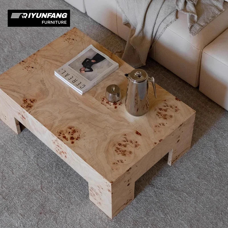 Modern Minimalist Solid Wood Coffee Table Rectangular Wood Grain