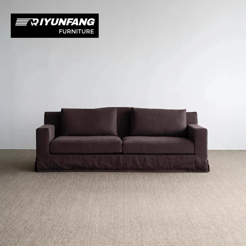 Modern Light Luxury Three-Seat Fabric Sofa Rectangular Custom Design