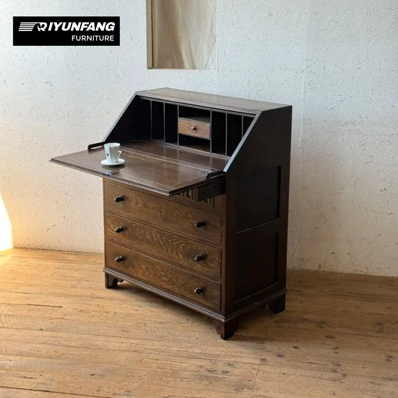 A-FD21 Solid Wood Dressing Table Vanity Cabinet Black Walnut