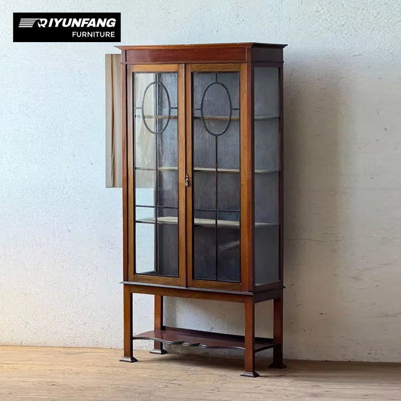 A-FD23 Solid Wood Wine Cabinet with Glass Doors 4 Compartments