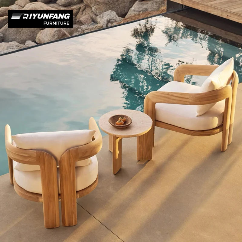 Modern Teak Outdoor Sofa Sectional Modular Garden Furniture