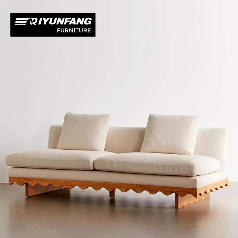 Modern Solid Wood Sectional Sofa Fabric Upholstered Custom