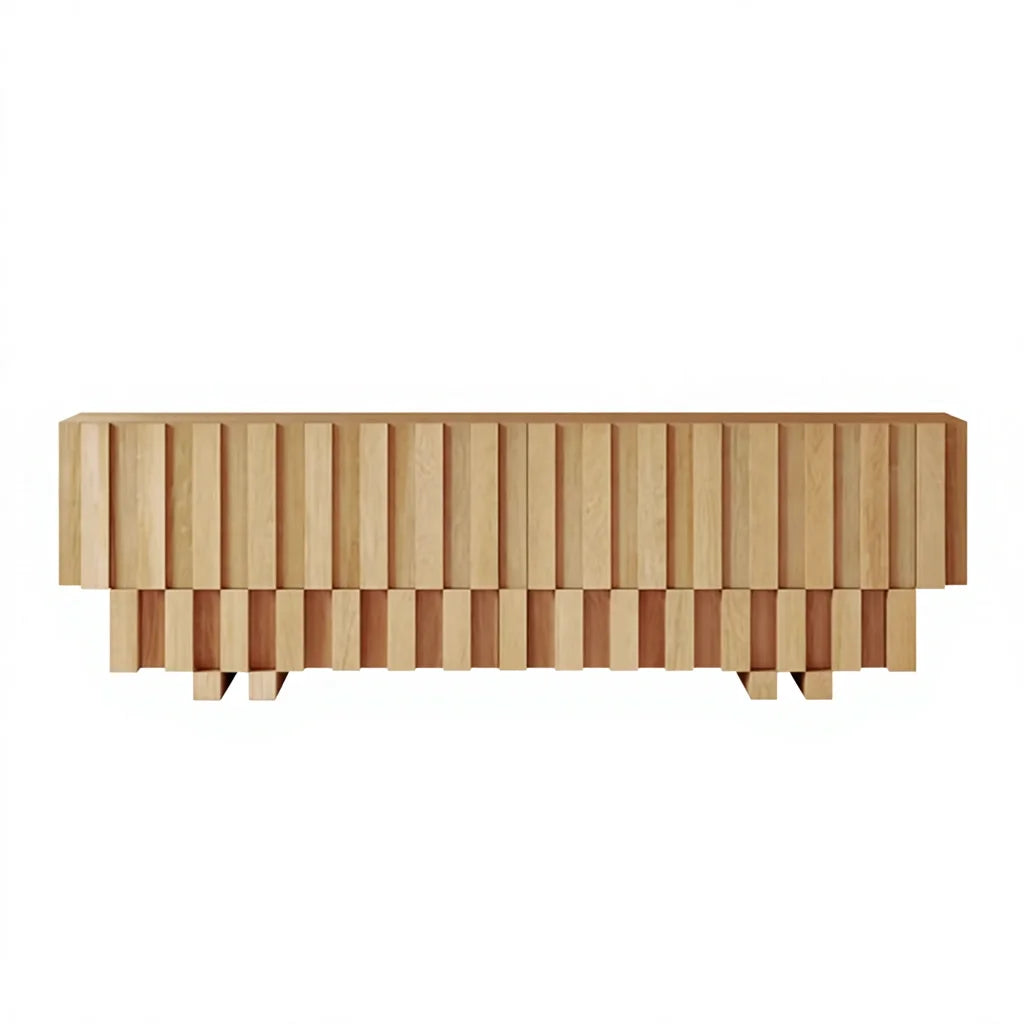 Modern Solid Ash Wood TV Cabinet 4 Drawer Minimalist Storage