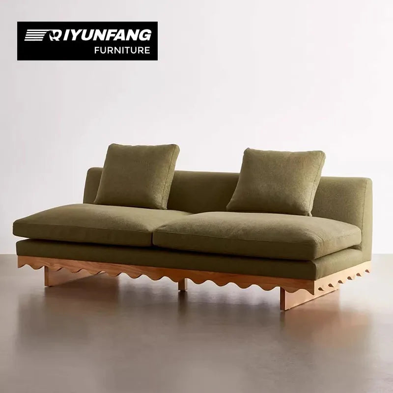 Modern Solid Wood Sectional Sofa Fabric Upholstered Custom