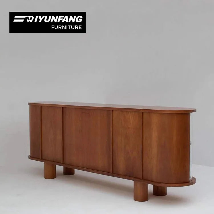 Solid Wood Sideboard Buffet Cabinet Handcrafted Storage Natural Finish