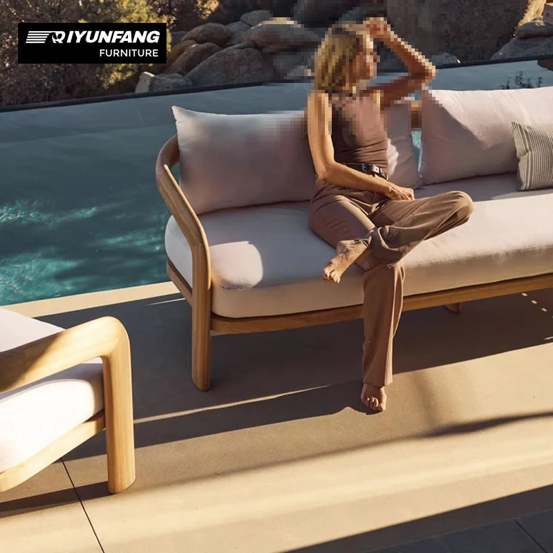 Modern Teak Outdoor Sofa Sectional Modular Garden Furniture