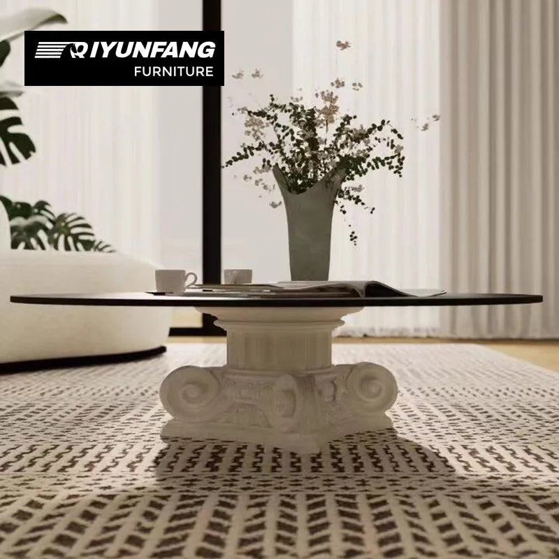 Modern Round Glass and Wood Coffee Table 100cm White