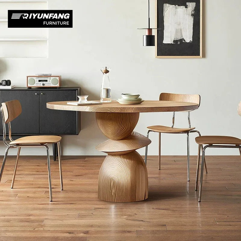 Nordic Solid Oak Round Dining Table 120cm