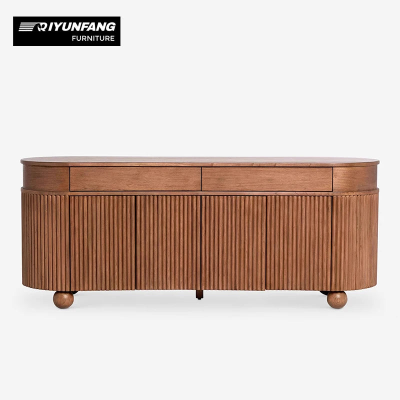 Modern Solid Wood Dining Cabinet Walnut Integrated Storage
