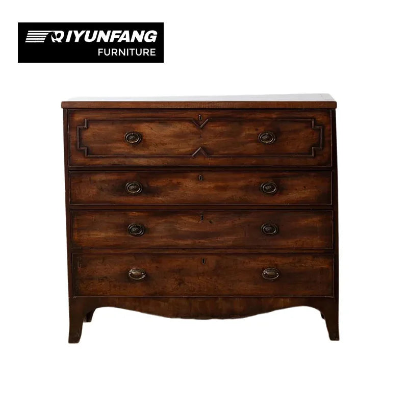 Traditional Retro Wooden Chest of Drawers 4 Drawer Storage Cabinet 115cm