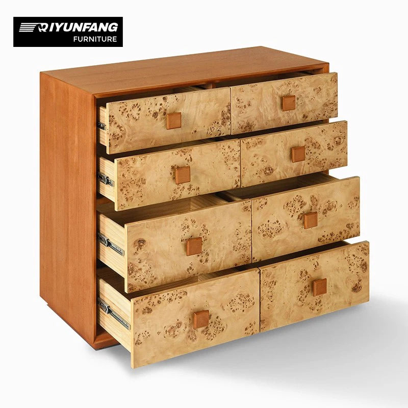 Medieval Style Solid Wood 8 Drawer Storage Cabinet
