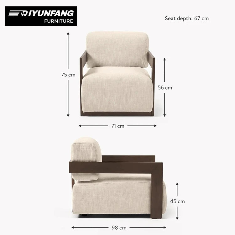 Modern Sculptural Wooden Leisure Chair Solid Timber Frame