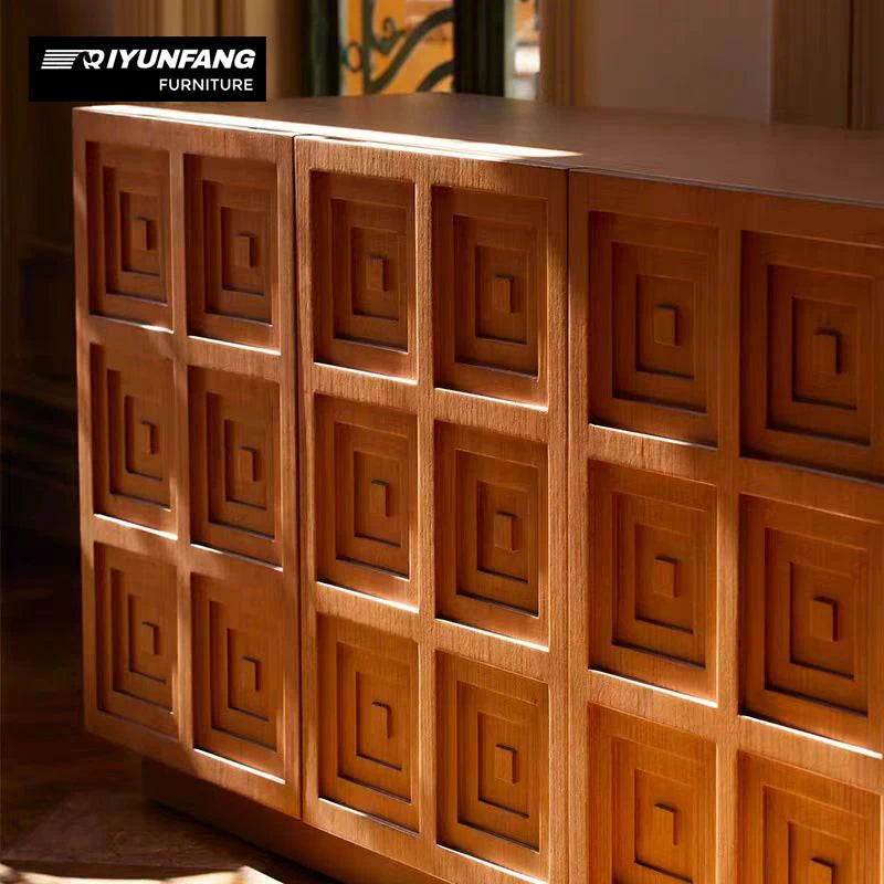 Modern Solid Wood Sideboard Sculptural Storage Cabinet