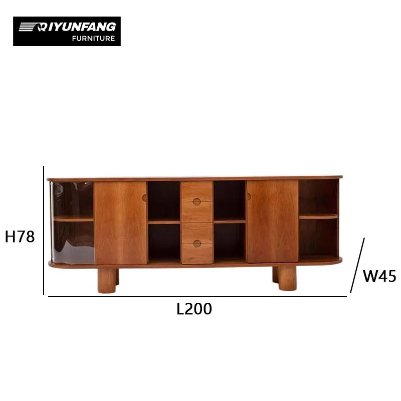 Solid Wood Sideboard Buffet Cabinet Handcrafted Storage Natural Finish