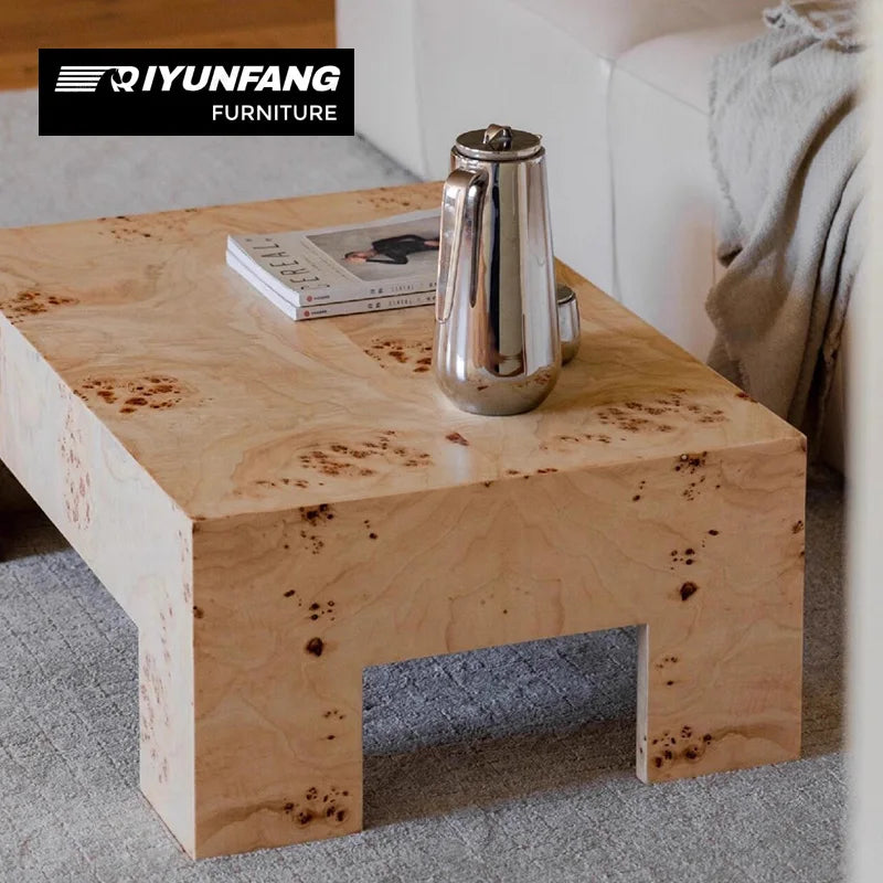 Modern Minimalist Solid Wood Coffee Table Rectangular Wood Grain