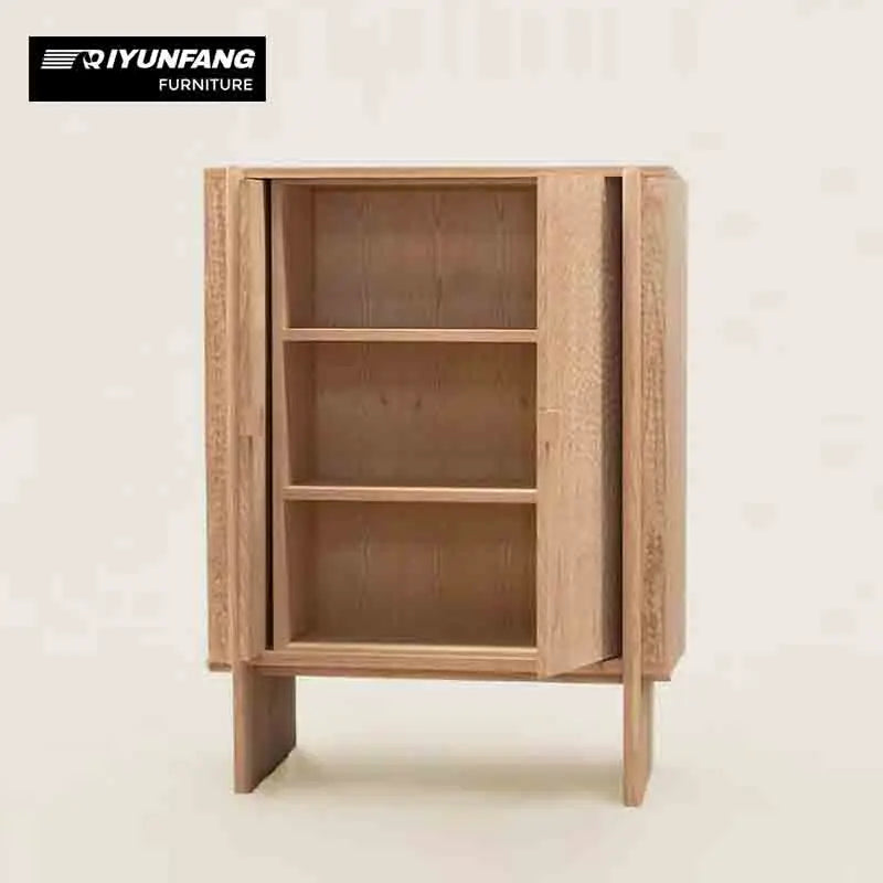 Solid Wood Entrance Storage Cabinet Hammer Patterned 3 Compartments