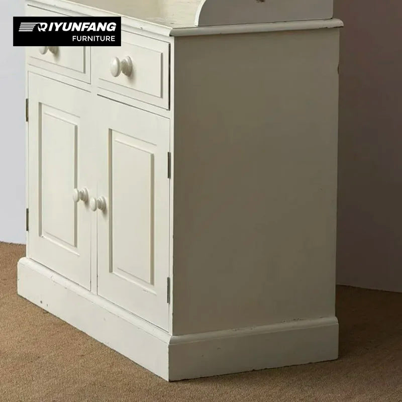Modern Solid Wood Display Cabinet Rice White 90cm