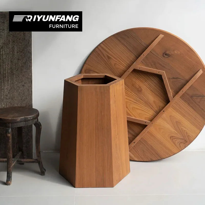 Modern Japanese Solid Wood Round Dining Table 108cm Oak