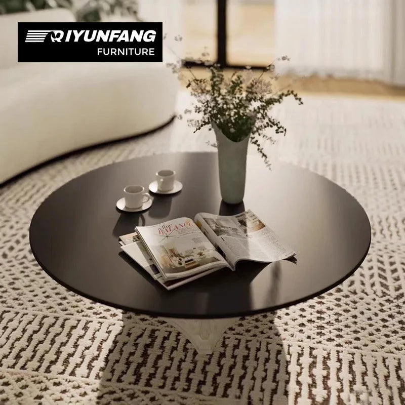 Modern Round Glass and Wood Coffee Table 100cm White