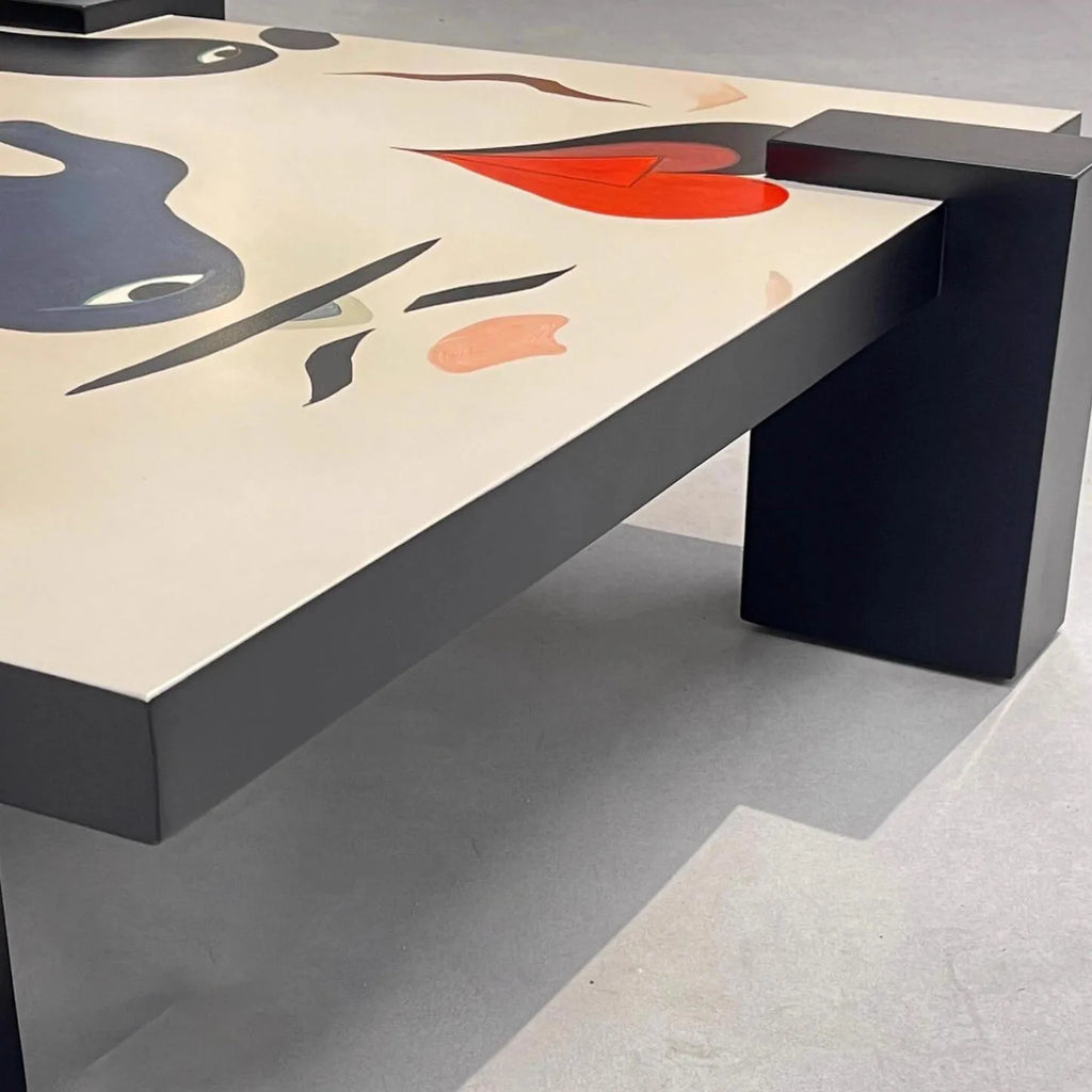 Modern Hand-Painted Graffiti Square Coffee Table