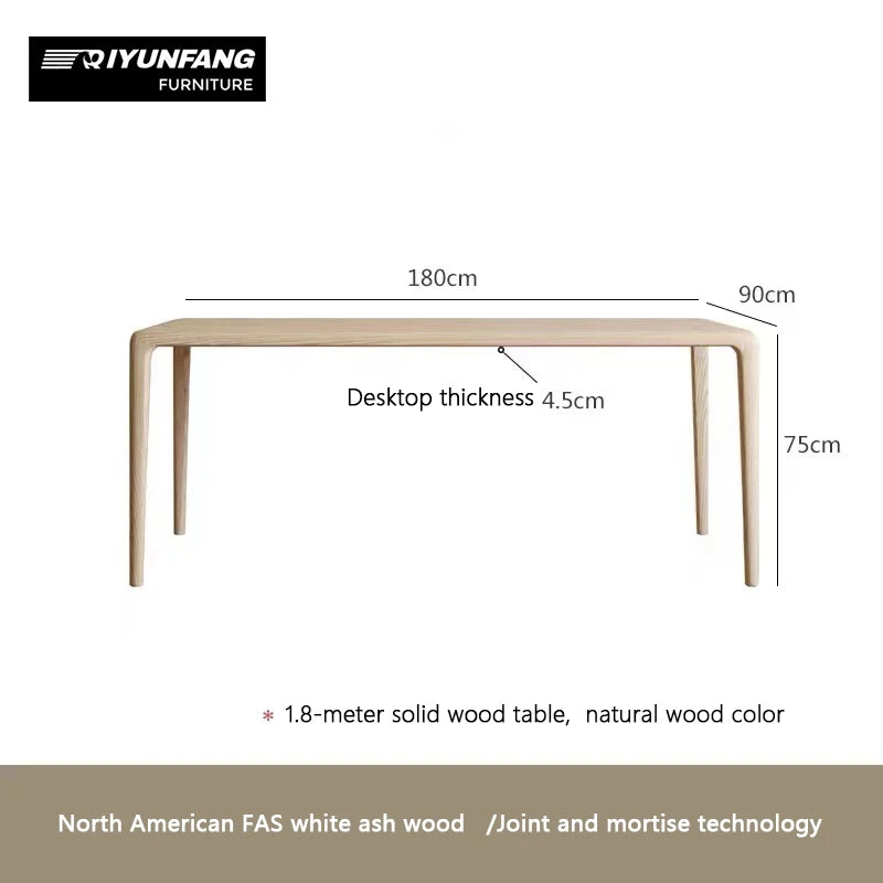 Modern Solid Wood Rectangular Dining Table Japanese Minimalist Design