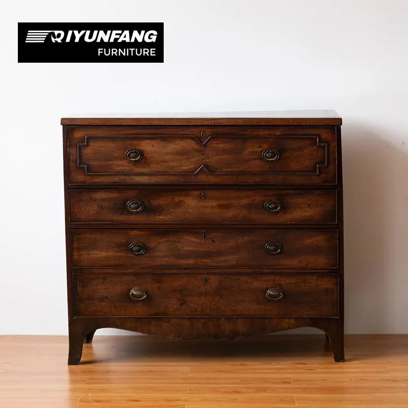 Traditional Retro Wooden Chest of Drawers 4 Drawer Storage Cabinet 115cm
