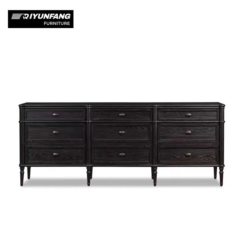 Traditional Solid Oak Chest of Drawers Nine Drawer Storage