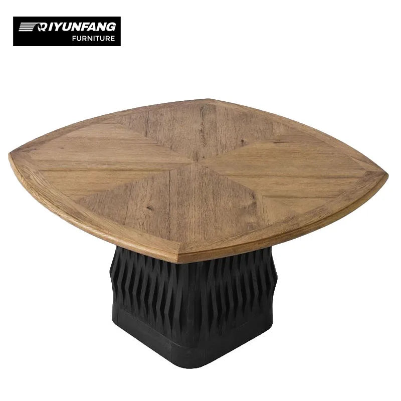 Modern Solid Wood Dining Table Rounded Pedestal Base 130cm Black